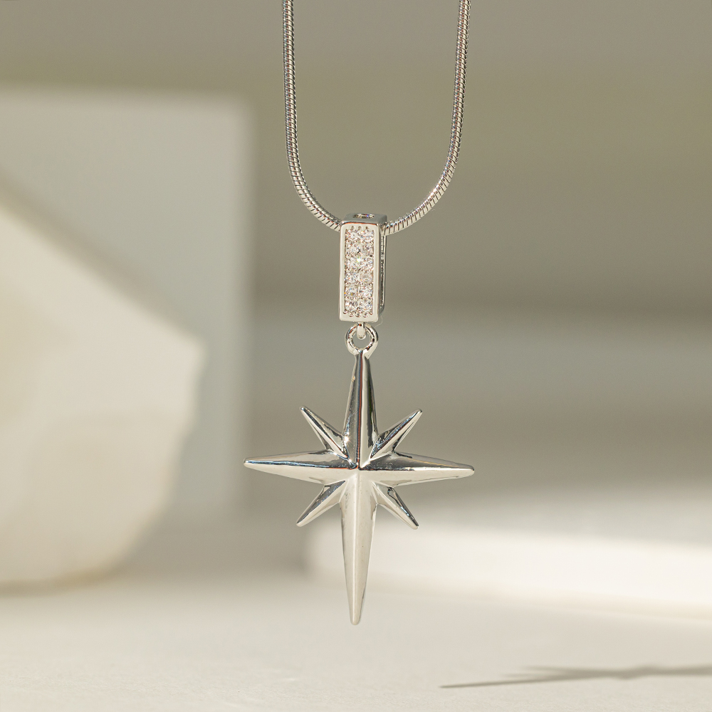 304 Stainless Steel 18K Gold Plated Simple Style Inlay Star Artificial Rhinestones Pendant Necklace display picture 2
