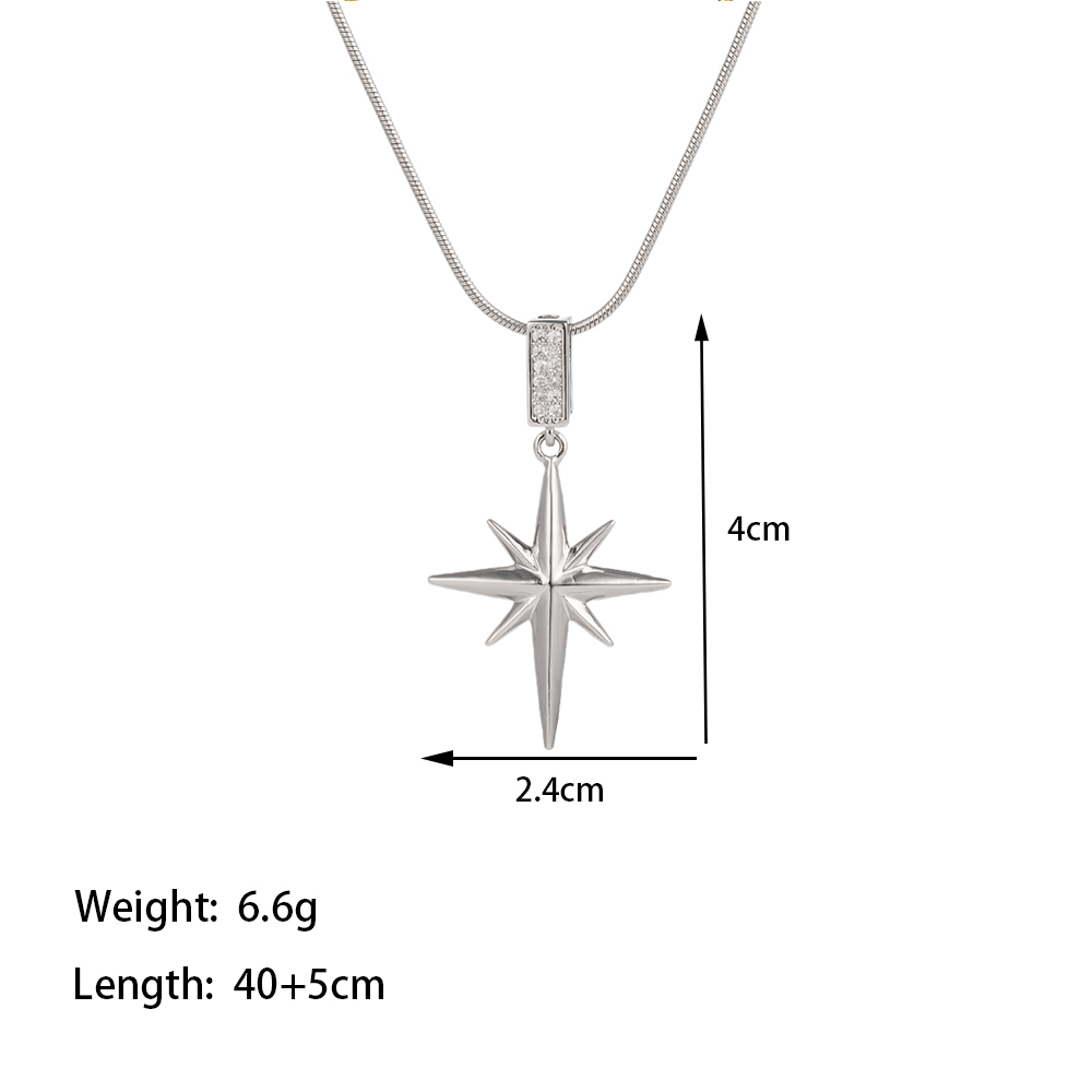304 Stainless Steel 18K Gold Plated Simple Style Inlay Star Artificial Rhinestones Pendant Necklace display picture 5