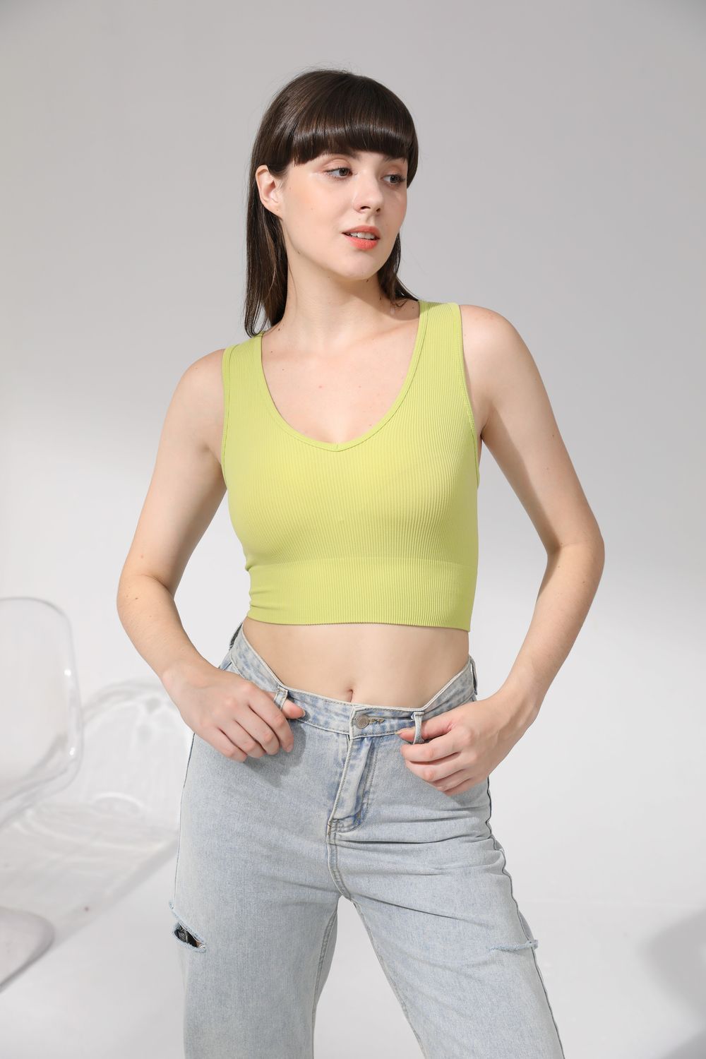 Women's Wrap Crop Top Tank Tops Vacation Solid Color display picture 1
