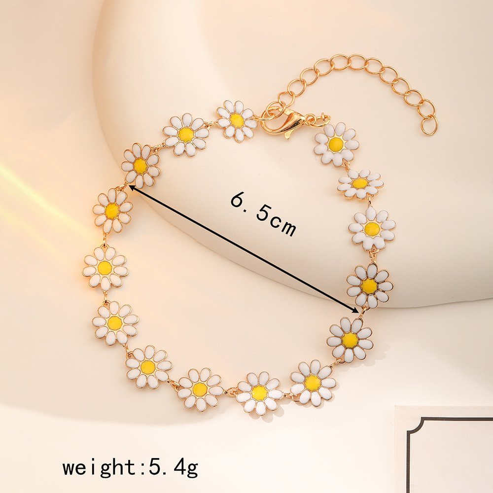 Copper 14K Gold Plated Cute Sweet Pastoral Flower Daisy Enamel Bracelets display picture 9