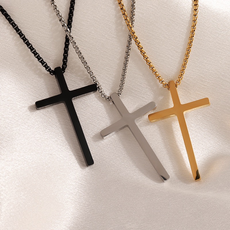 304 Stainless Steel 18K Gold Plated Casual Simple Style Cross Pendant Necklace display picture 1