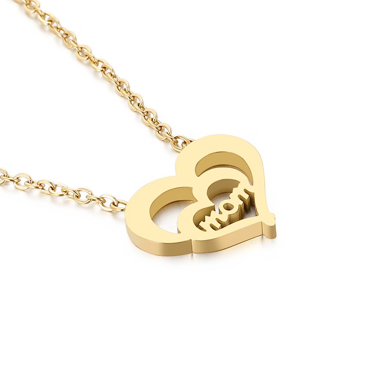 Stainless Steel 18K Gold Plated Lady Letter Heart Shape Pendant Necklace display picture 7