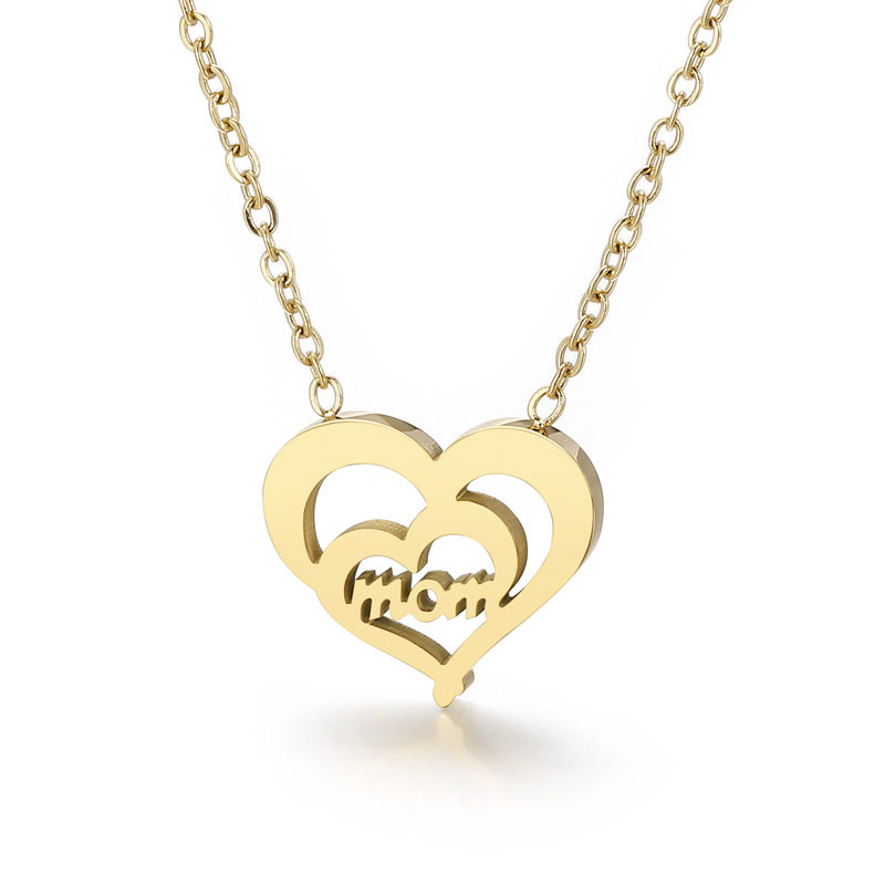 Acero Inoxidable Chapados en oro de 18k Señora Letra Forma De Corazón Collar Colgante display picture 9
