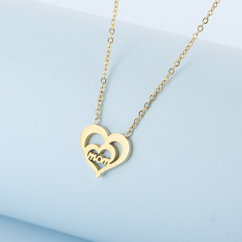 Stainless Steel 18K Gold Plated Lady Letter Heart Shape Pendant Necklace display picture 2