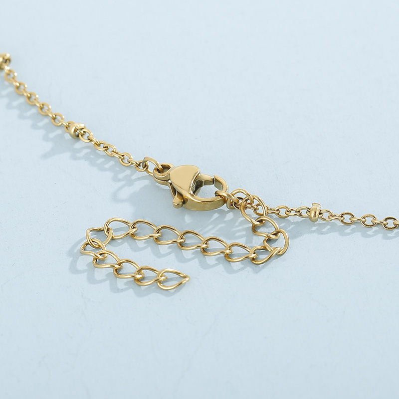 Acero Titanio Chapados en oro de 18k Señora Embutido Humano Forma De Corazón Joya Collar Colgante display picture 7