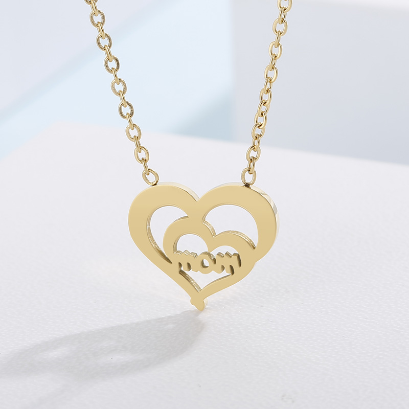 Stainless Steel 18K Gold Plated Lady Letter Heart Shape Pendant Necklace display picture 5
