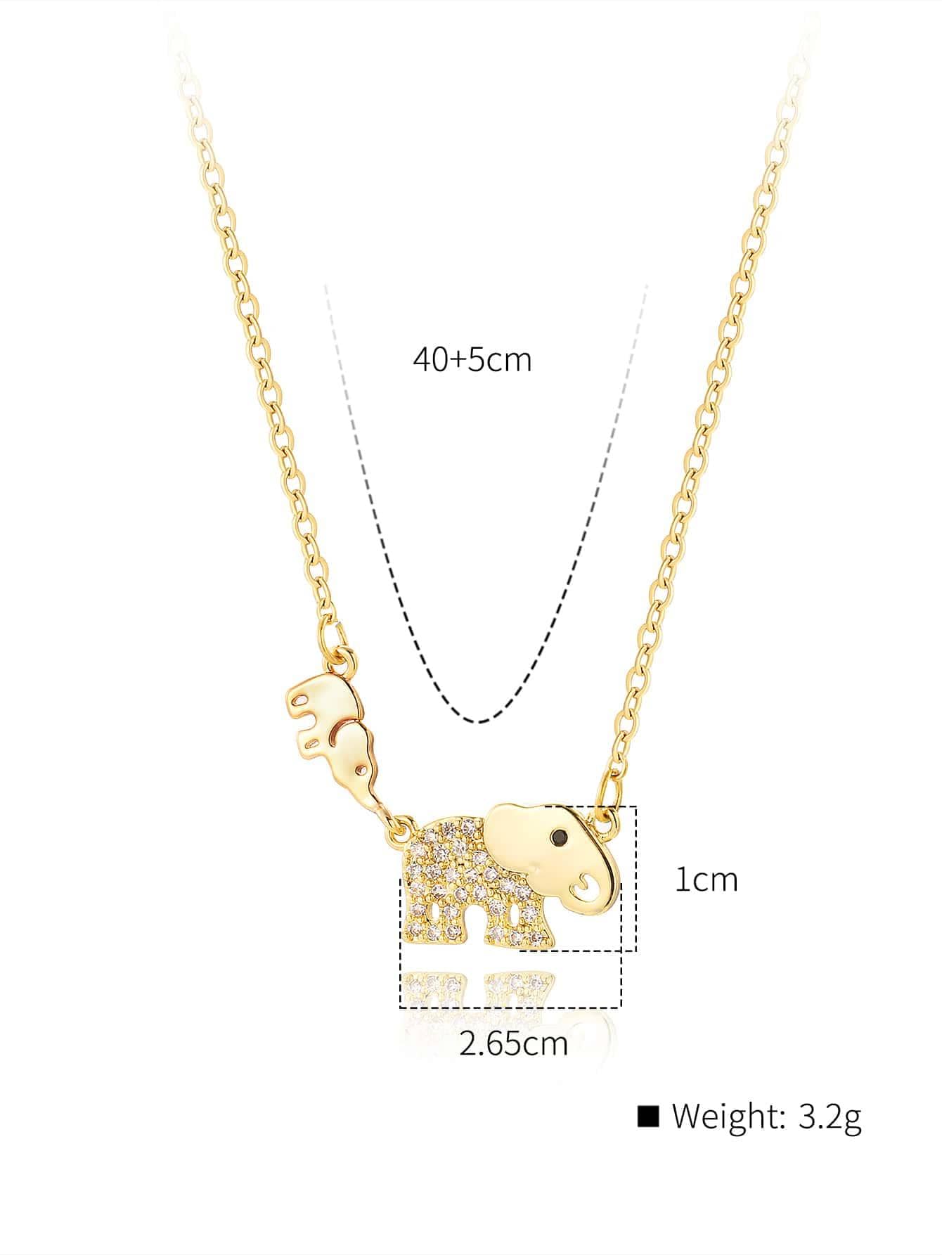 Copper 18K Gold Plated IG Style Simple Style Letter Flower Elephant Inlay Zircon Pendant Necklace display picture 3