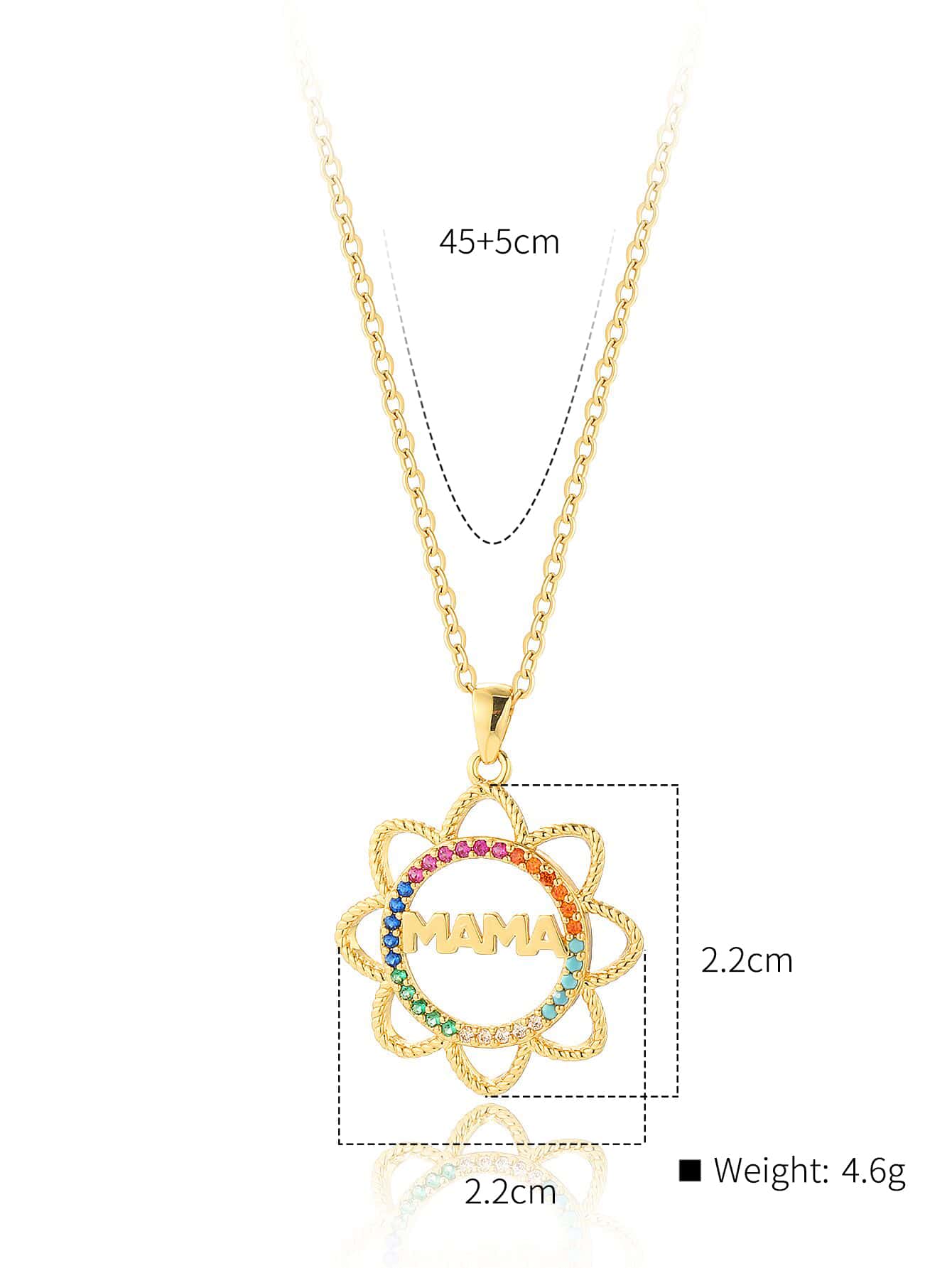 Copper 18K Gold Plated IG Style Simple Style Letter Flower Elephant Inlay Zircon Pendant Necklace display picture 6
