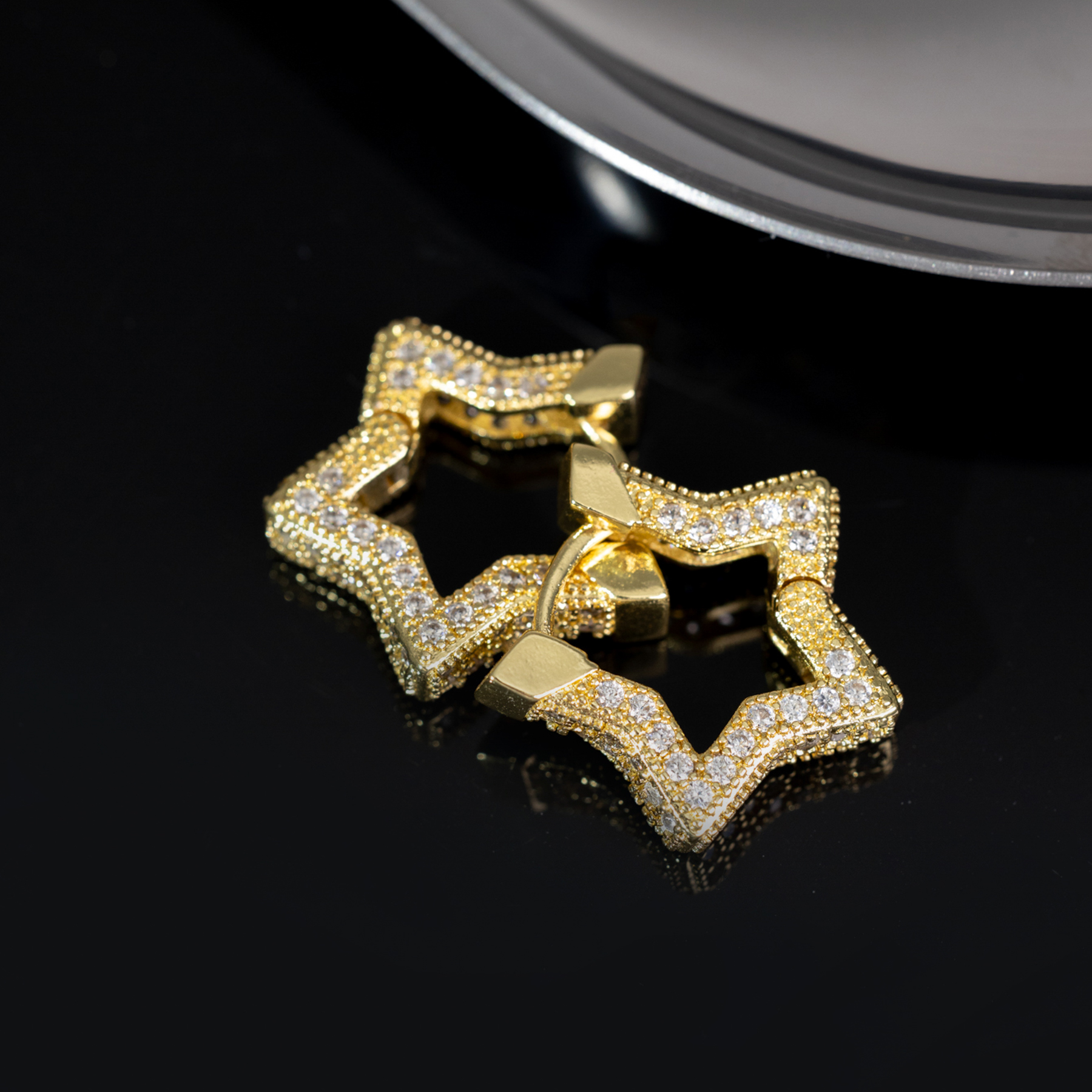 1 Pair Simple Style Star Plating Inlay Copper Zircon White Gold Plated Gold Plated Ear Studs display picture 1
