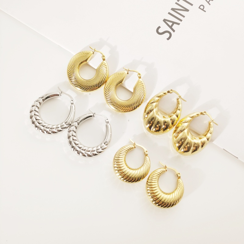 1 Pair Simple Style Geometric 304 Stainless Steel Gold Plated Earrings display picture 1