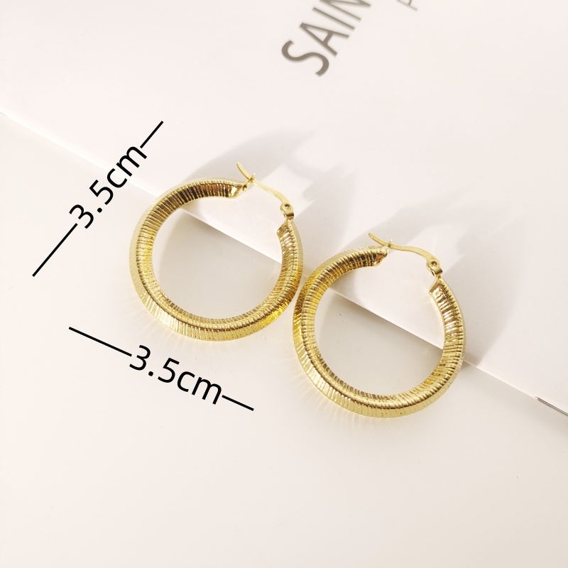 1 Pair Simple Style Round 304 Stainless Steel Gold Plated Earrings display picture 3