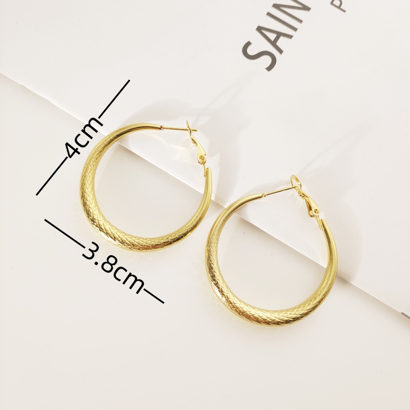 1 Pair Simple Style Round 304 Stainless Steel Gold Plated Earrings display picture 4