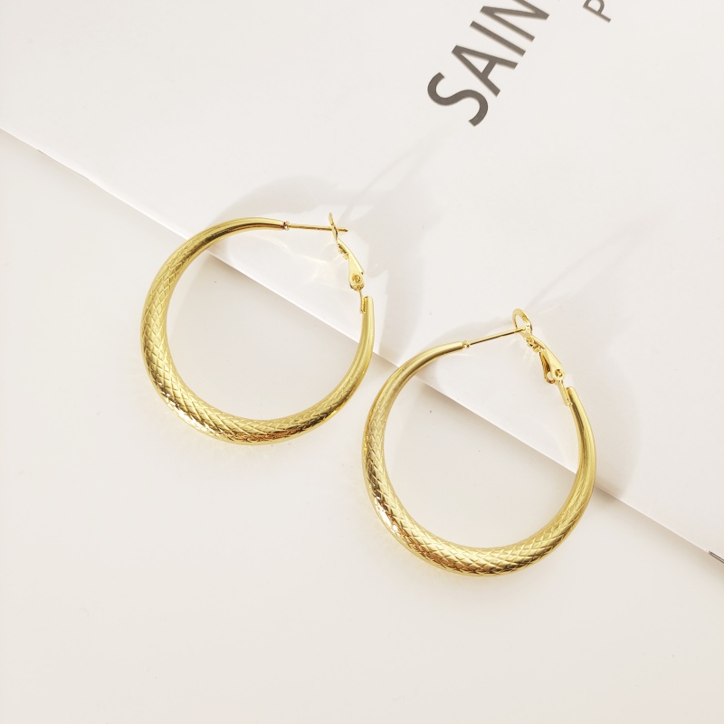 1 Pair Simple Style Round 304 Stainless Steel Gold Plated Earrings display picture 5
