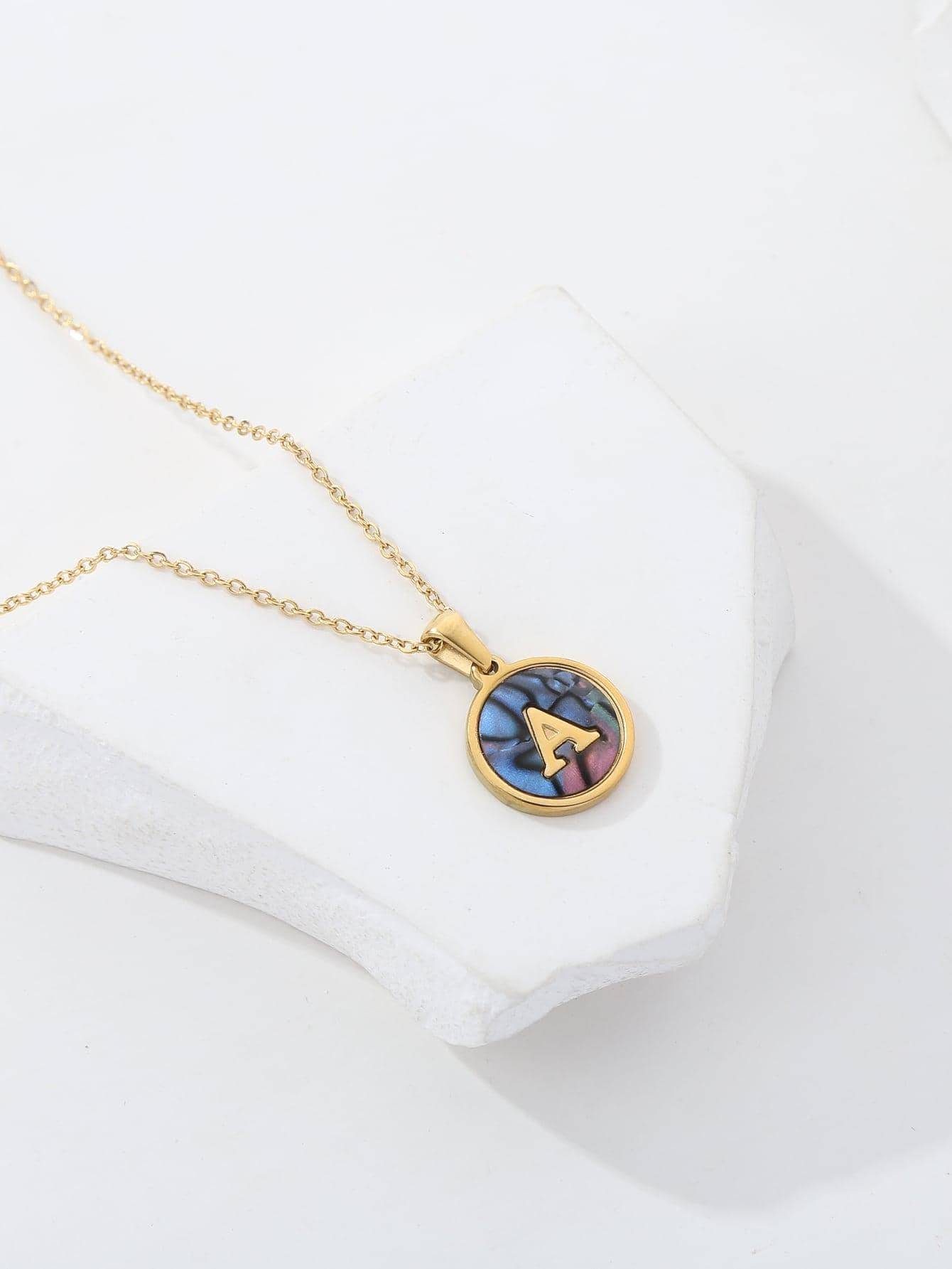Stainless Steel 18K Gold Plated IG Style Simple Style Plating Letter Number Enamel Pendant Necklace display picture 1