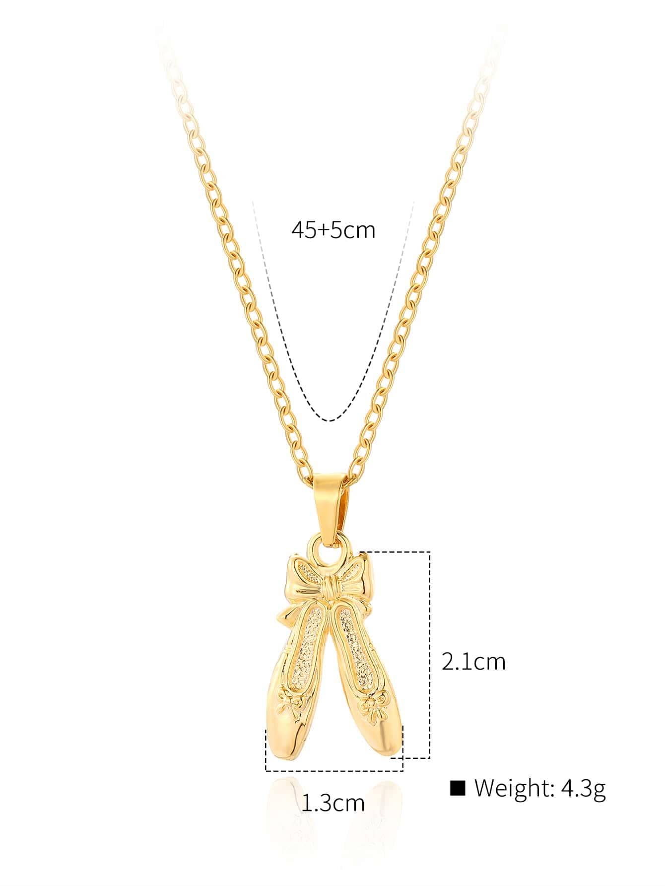 Copper 18K Gold Plated IG Style Bow Knot Shoe Enamel Pendant Necklace display picture 3