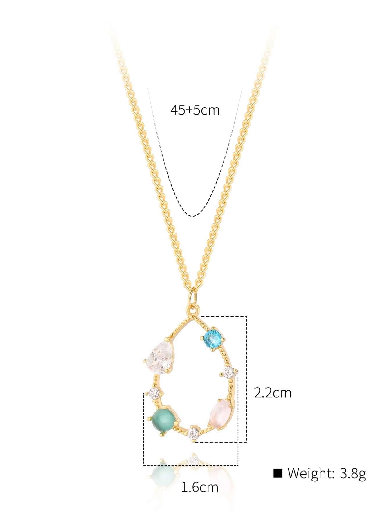 Copper 18K Gold Plated Sweet Bag Water Droplets Inlay Zircon Pendant Necklace display picture 6