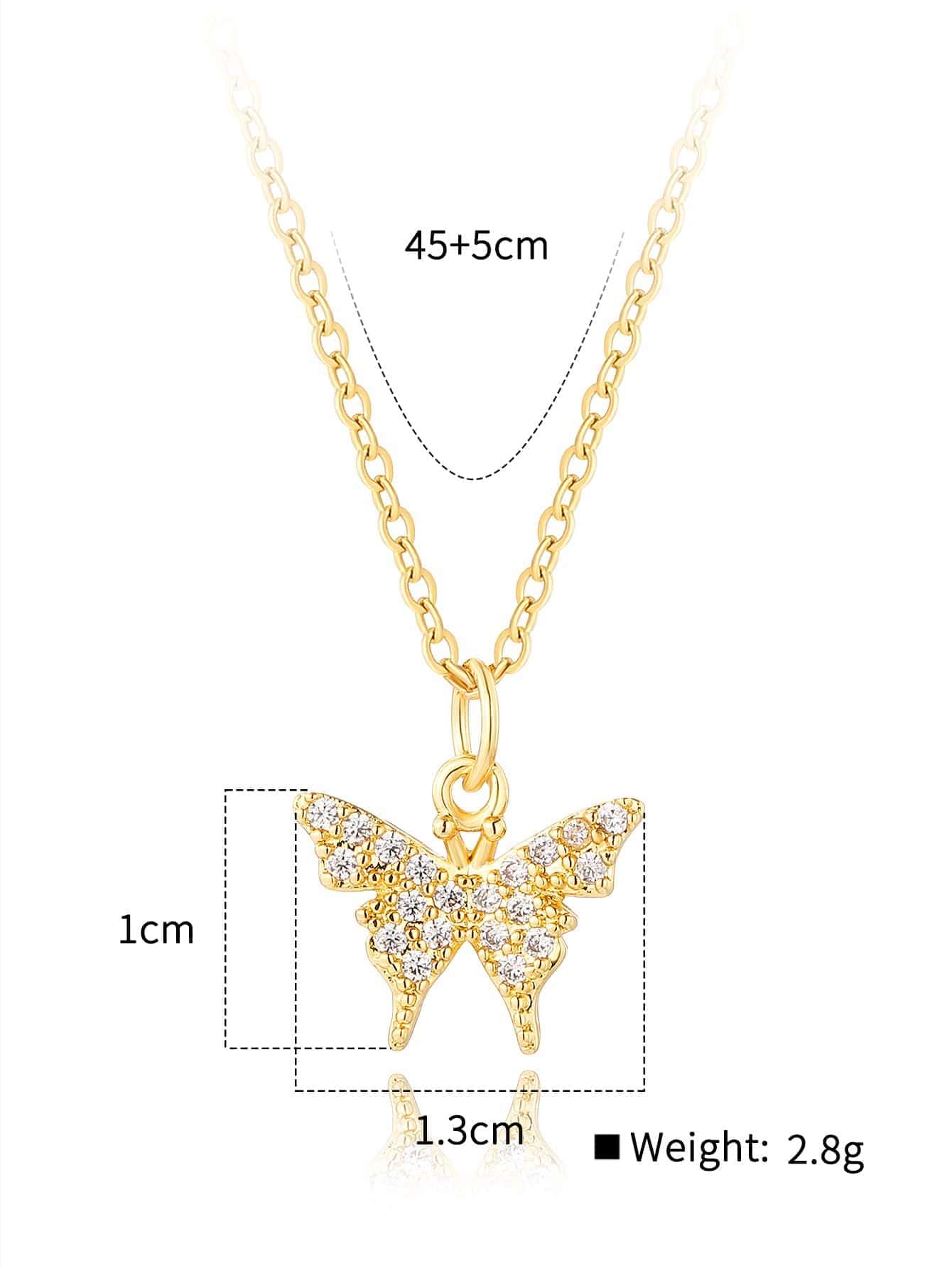 Cobre Chapados en oro de 18k Elegante Brillante Guirnalda Mariposa Embutido Circón Collar Colgante display picture 3