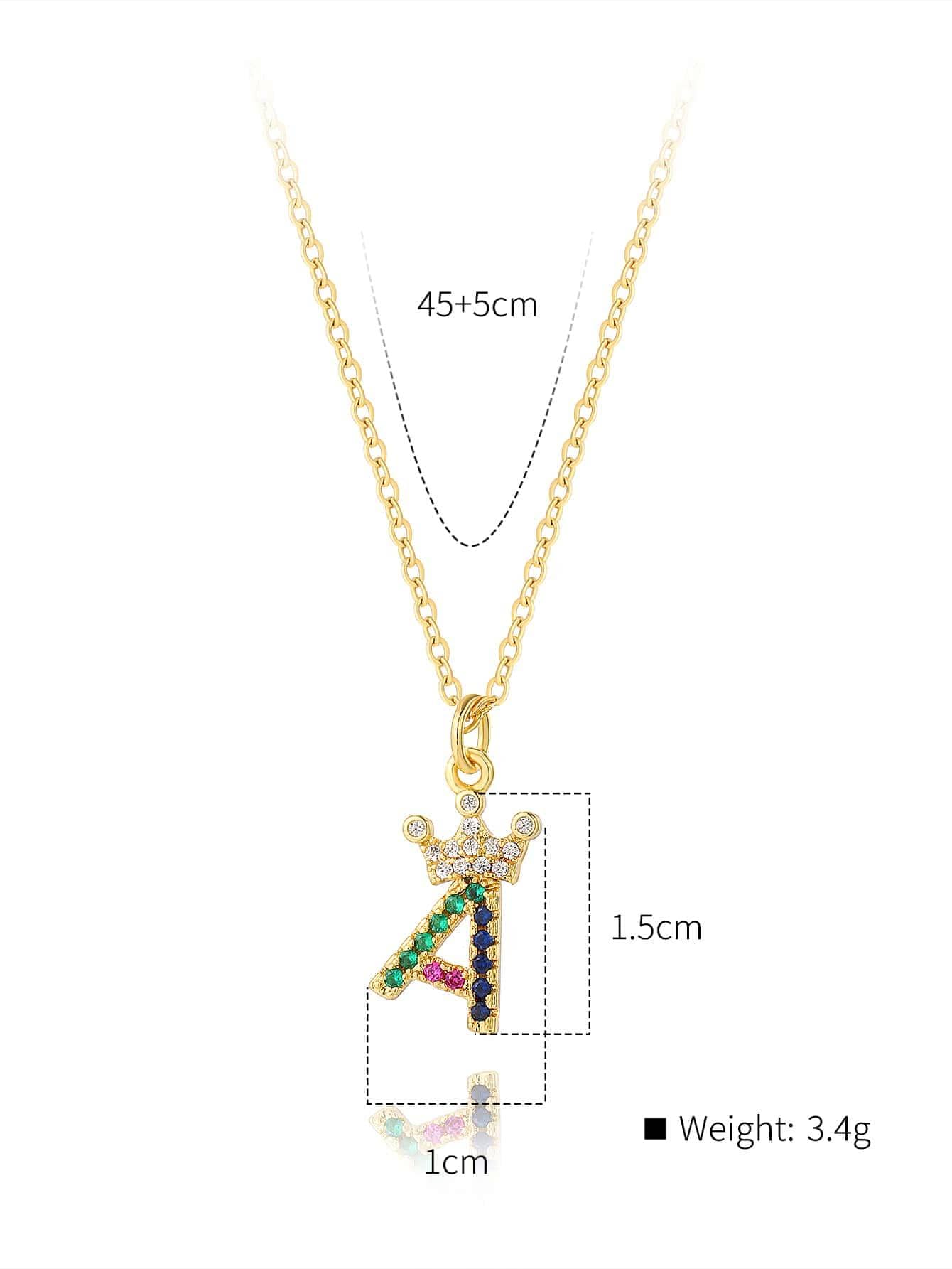 Copper 18K Gold Plated Simple Style Letter Crown Shell Inlay Artificial Pearls Zircon Pendant Necklace display picture 3