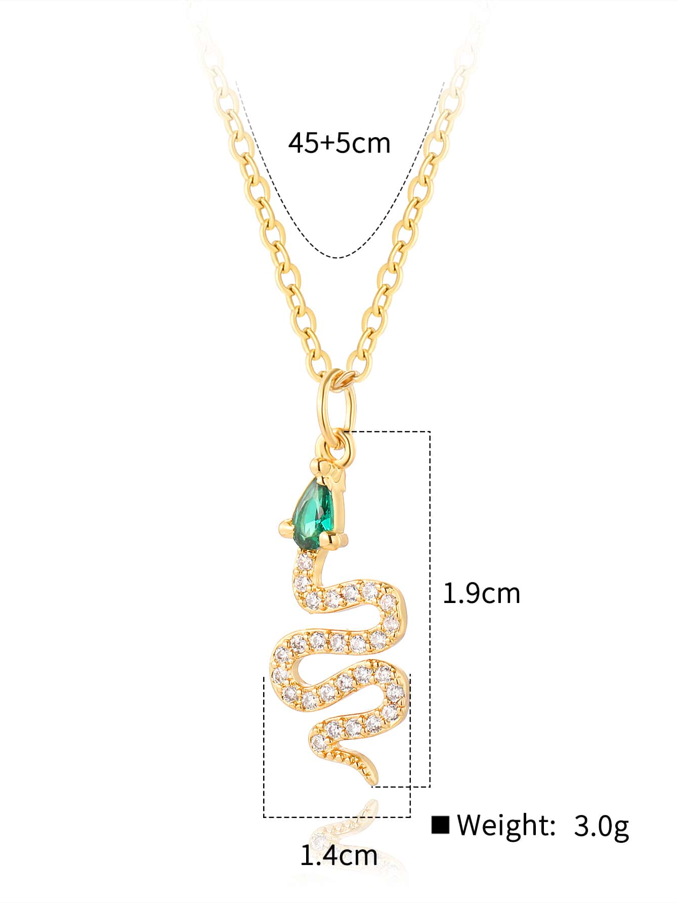 Copper 18K Gold Plated IG Style Snake Inlay Zircon Pendant Necklace display picture 3