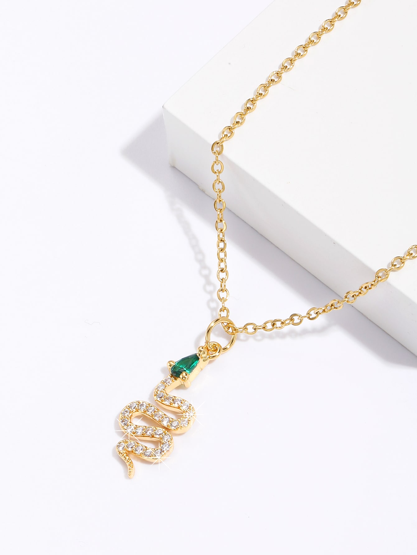 Copper 18K Gold Plated IG Style Snake Inlay Zircon Pendant Necklace display picture 1