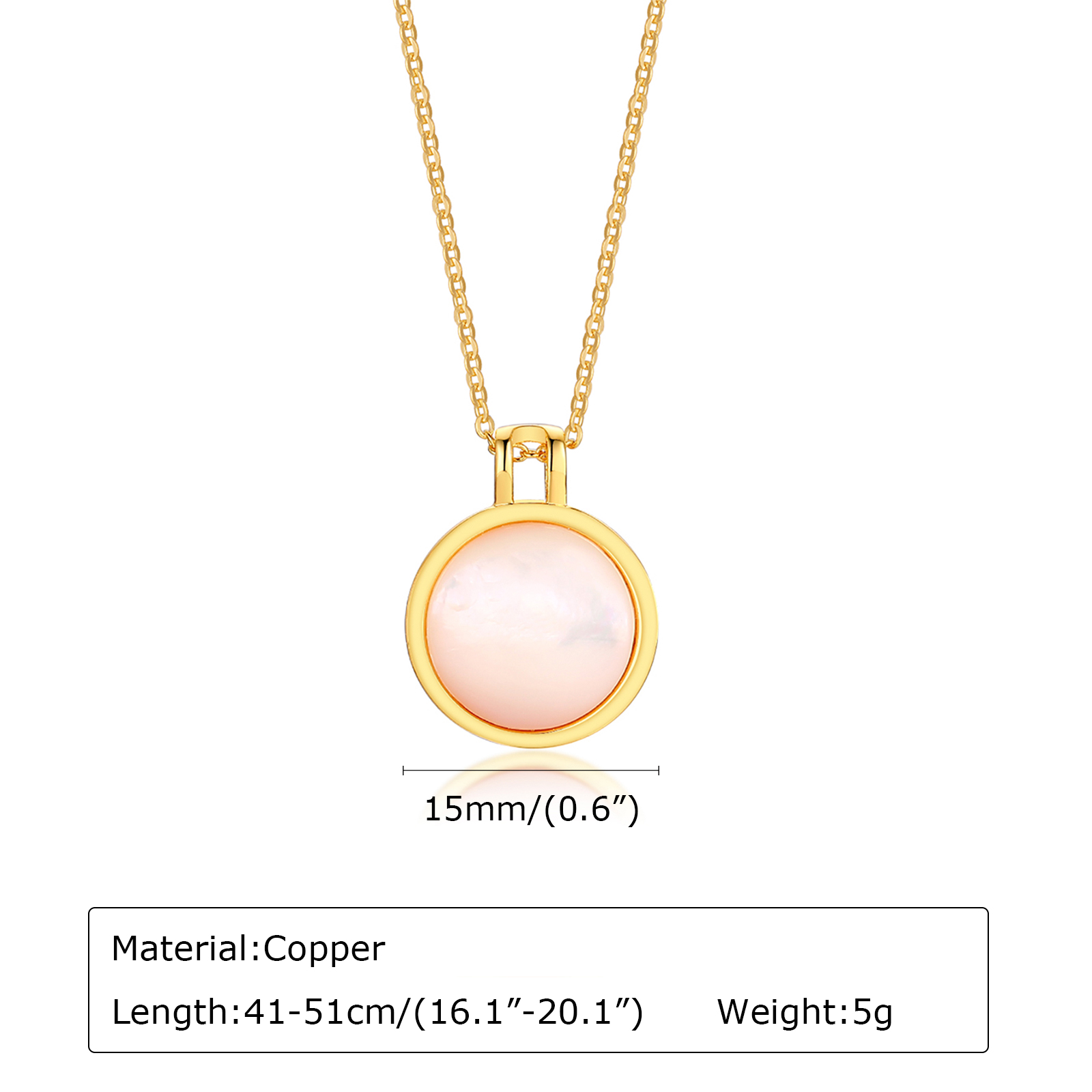 De Gros Style Simple Rond Laiton Incruster Plaqué Or Coquille Pendentif display picture 2