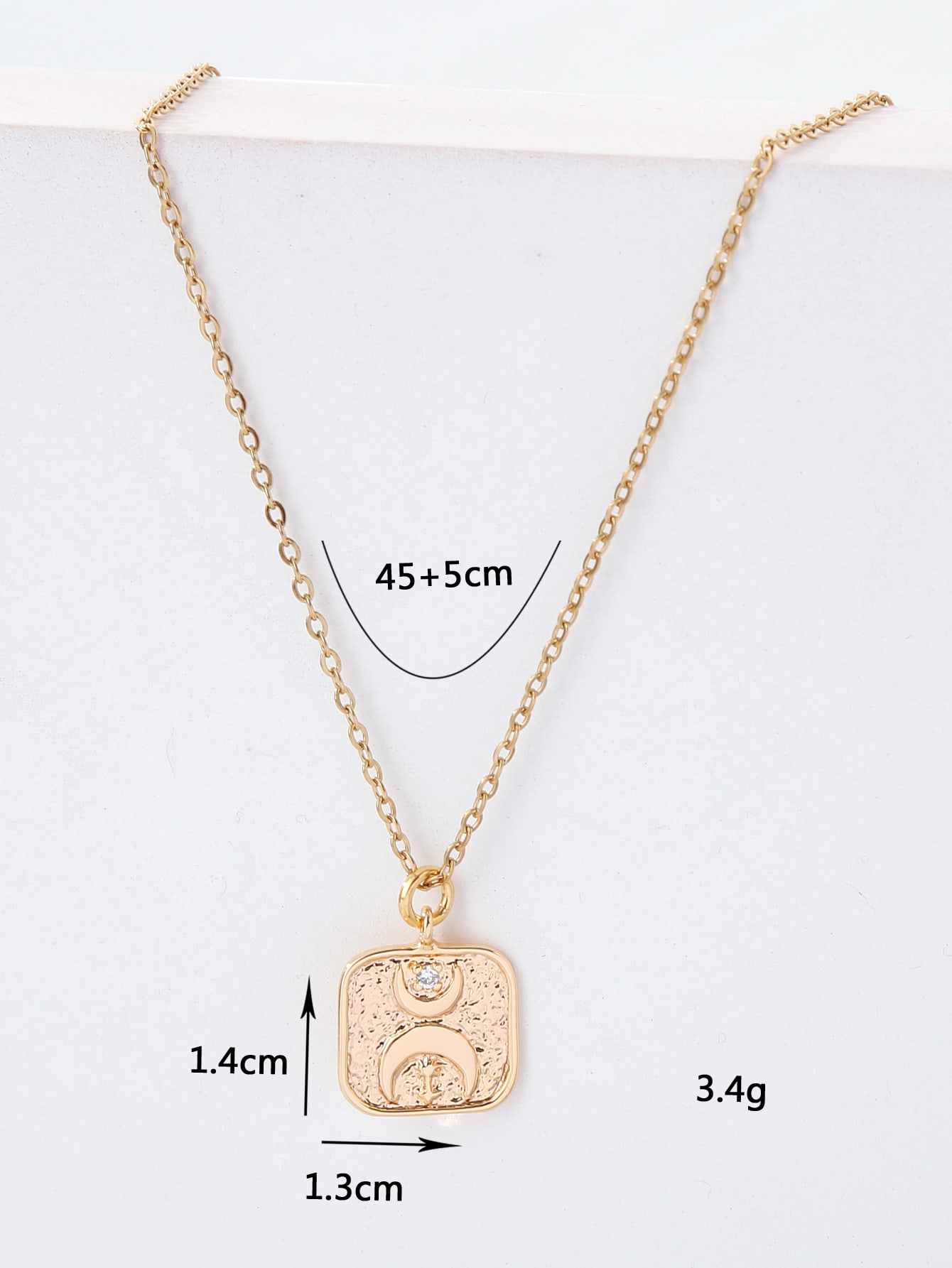 Copper 18K Gold Plated IG Style Moon Cat Zircon Pendant Necklace display picture 3