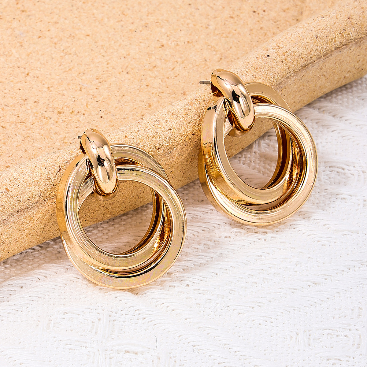 1 Pair Simple Style Circle Alloy Drop Earrings display picture 2