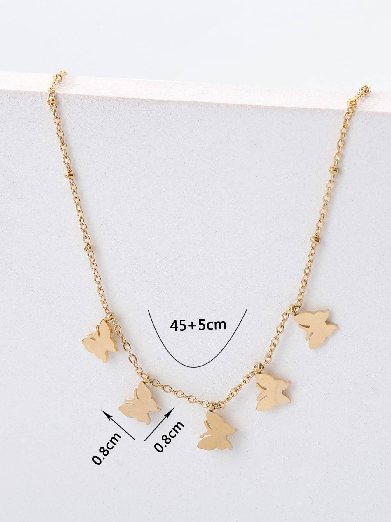 Stainless Steel 18K Gold Plated Simple Style Plating Pentagram Butterfly Pendant Necklace display picture 3