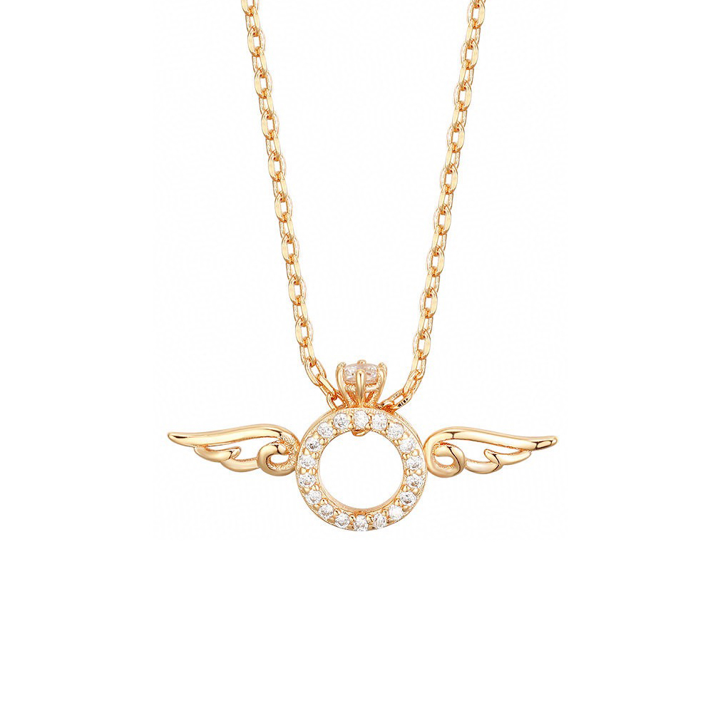 Copper White Gold Plated Simple Style Wings Plating Inlay Zircon Pendant Necklace display picture 2