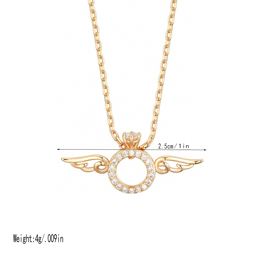 Copper White Gold Plated Simple Style Wings Plating Inlay Zircon Pendant Necklace display picture 3