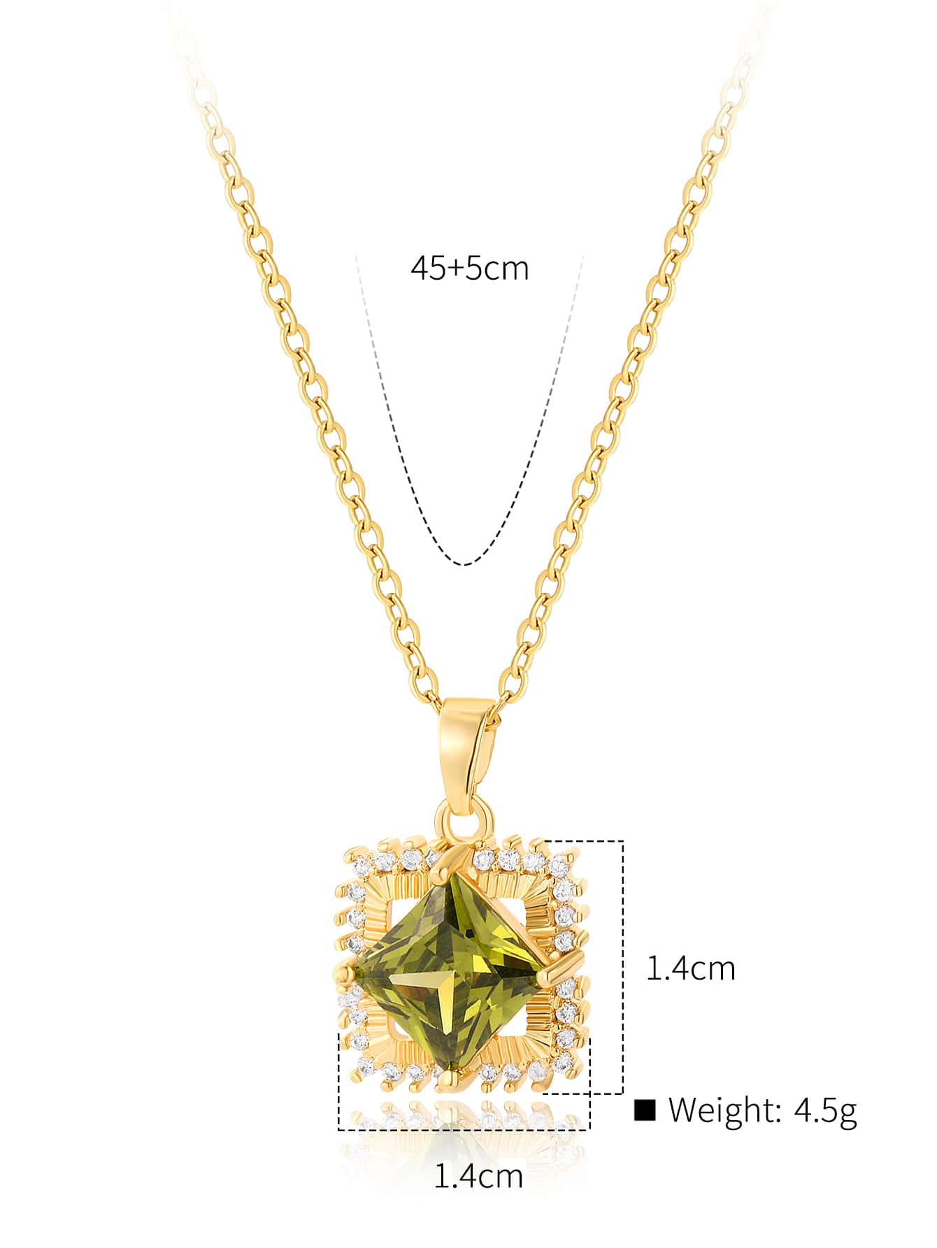 Copper 18K Gold Plated Vintage Style Shiny Square Inlay Zircon Pendant Necklace display picture 3