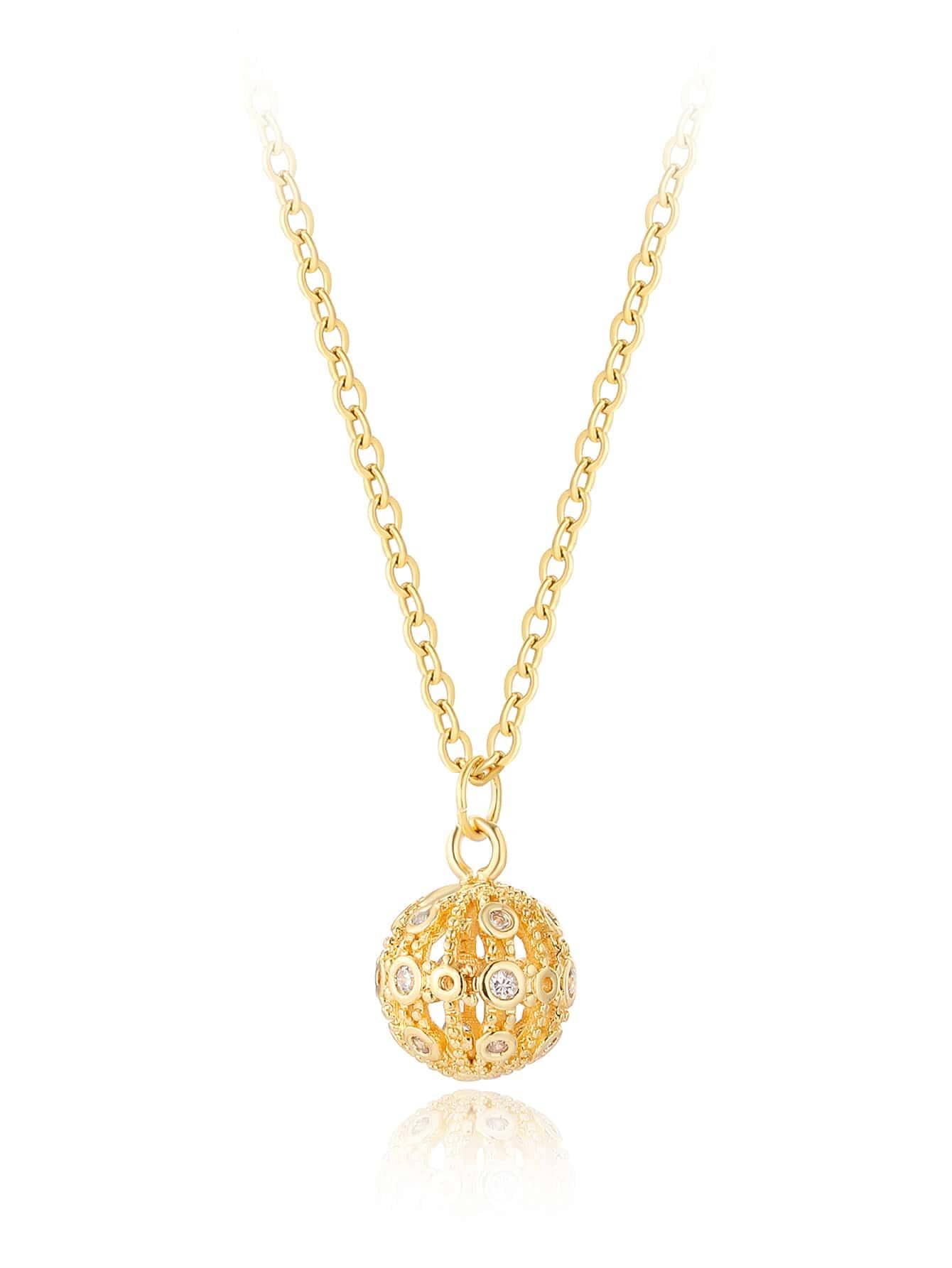 Copper 18K Gold Plated IG Style Simple Style Ball Bamboo Inlay Zircon Pendant Necklace display picture 1