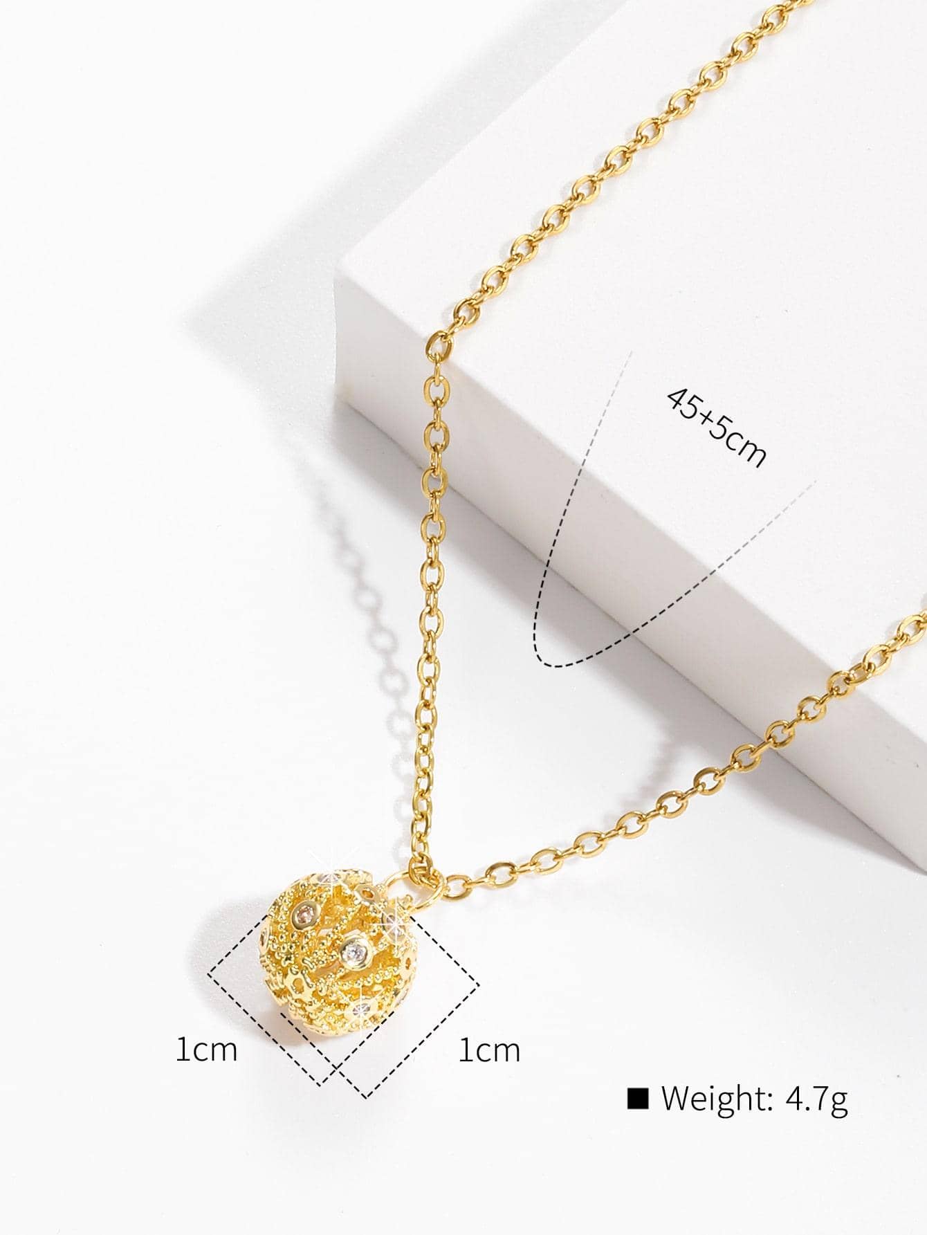 Copper 18K Gold Plated IG Style Simple Style Ball Bamboo Inlay Zircon Pendant Necklace display picture 3