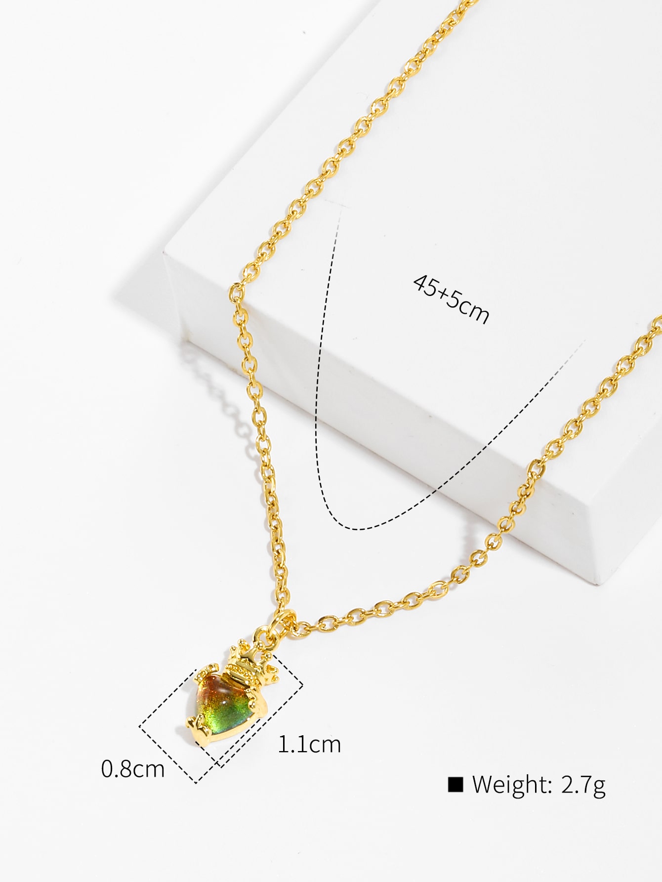 Copper 18K Gold Plated IG Style Crown Perfume Bottle Inlay Zircon Pendant Necklace display picture 9