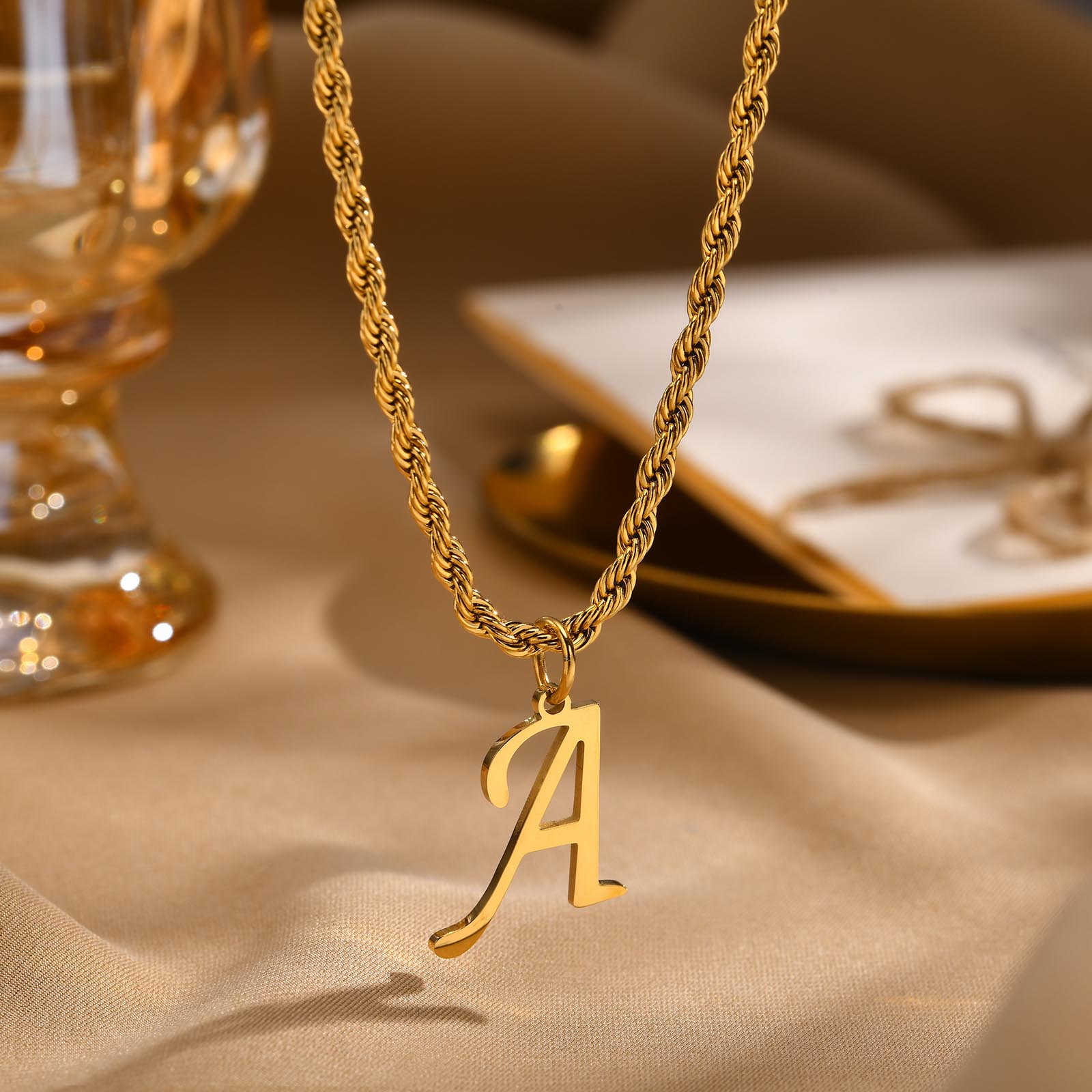 Stainless Steel 18K Gold Plated IG Style Simple Style Letter Pendant Necklace display picture 1