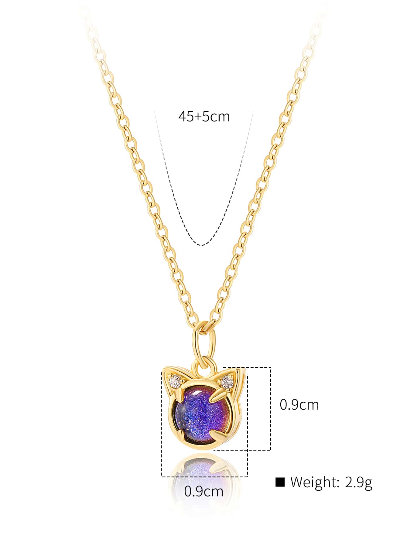 Copper 18K Gold Plated IG Style Cute Cat Inlay Zircon Pendant Necklace display picture 3