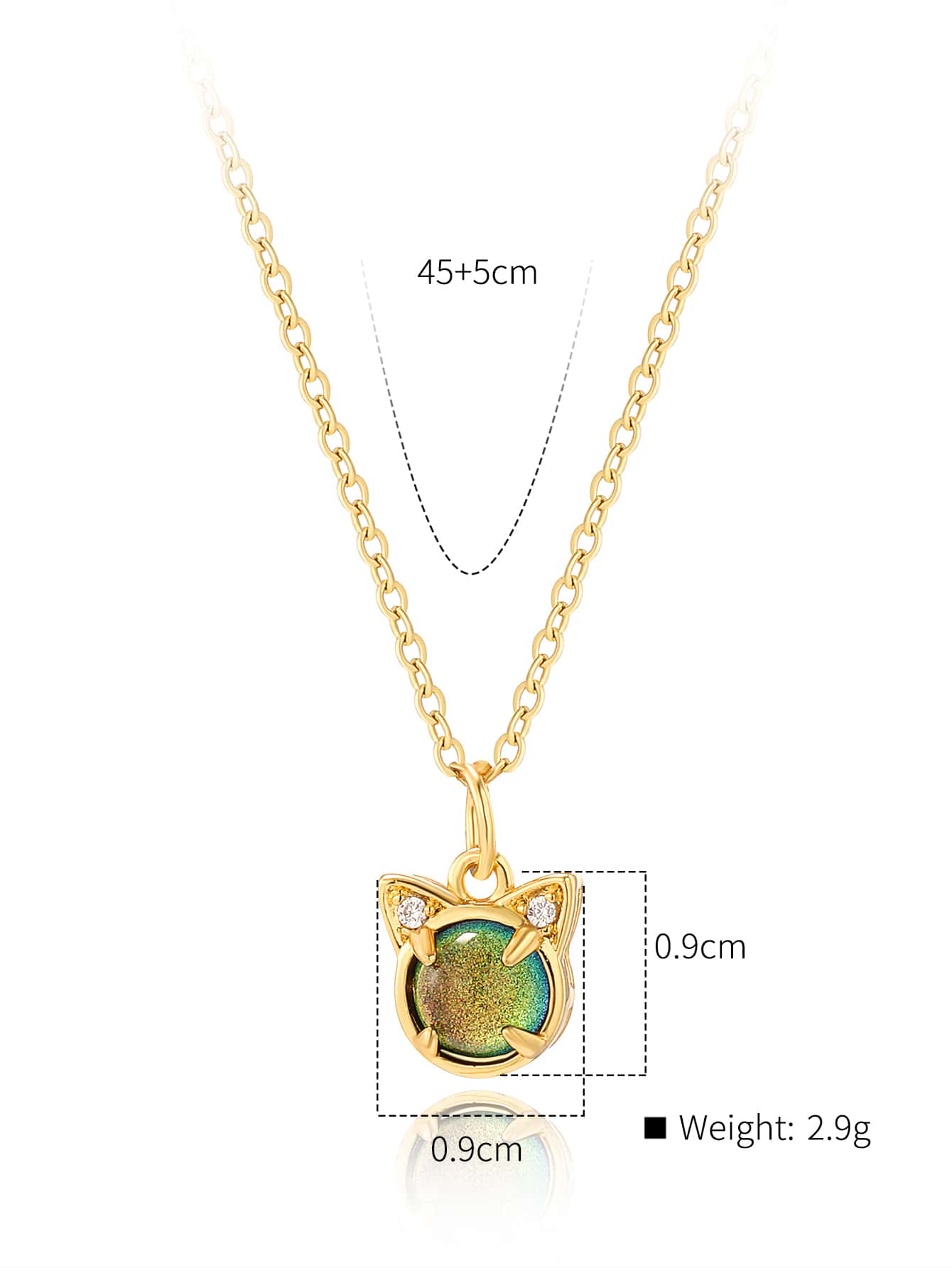 Copper 18K Gold Plated IG Style Cute Cat Inlay Zircon Pendant Necklace display picture 9