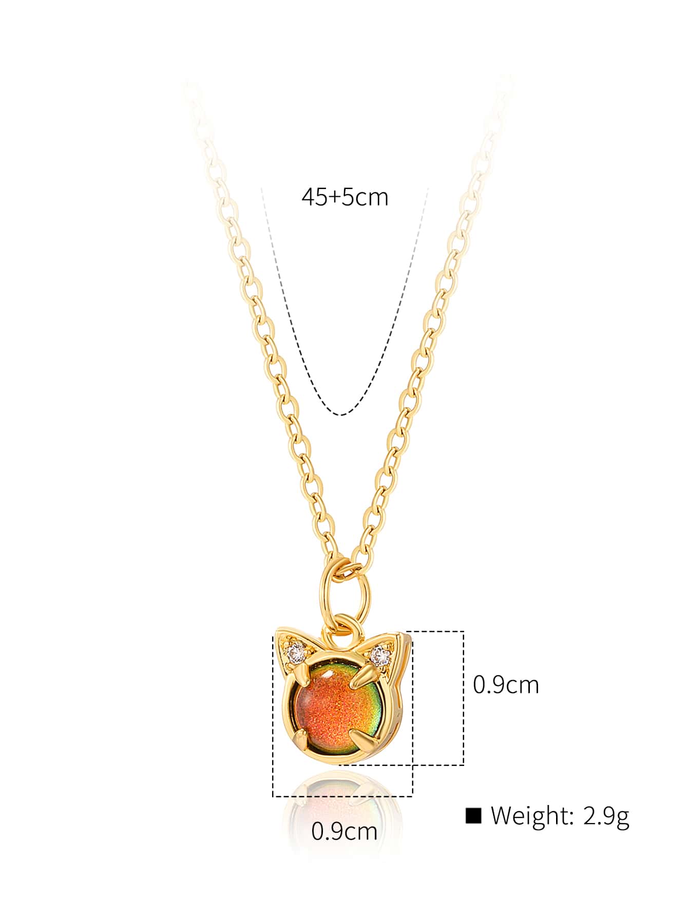 Copper 18K Gold Plated IG Style Cute Cat Inlay Zircon Pendant Necklace display picture 12