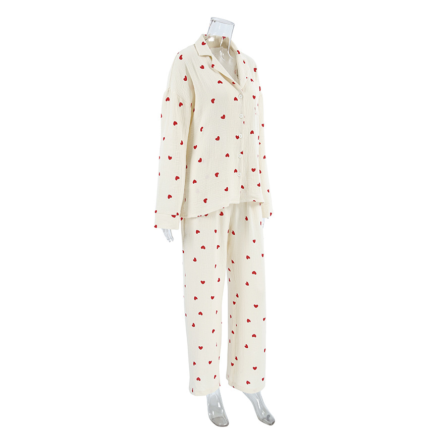 Home Women's Elegant Heart Shape Cotton Pants Sets Pajama Sets display picture 9