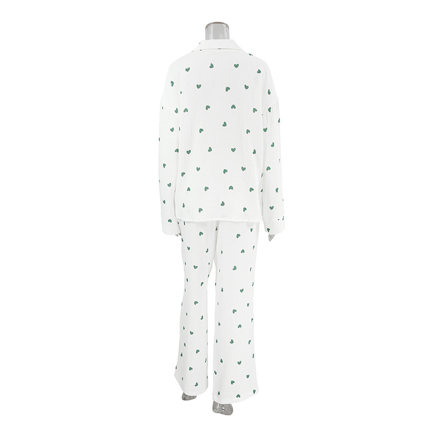 Home Women's Elegant Heart Shape Cotton Pants Sets Pajama Sets display picture 11