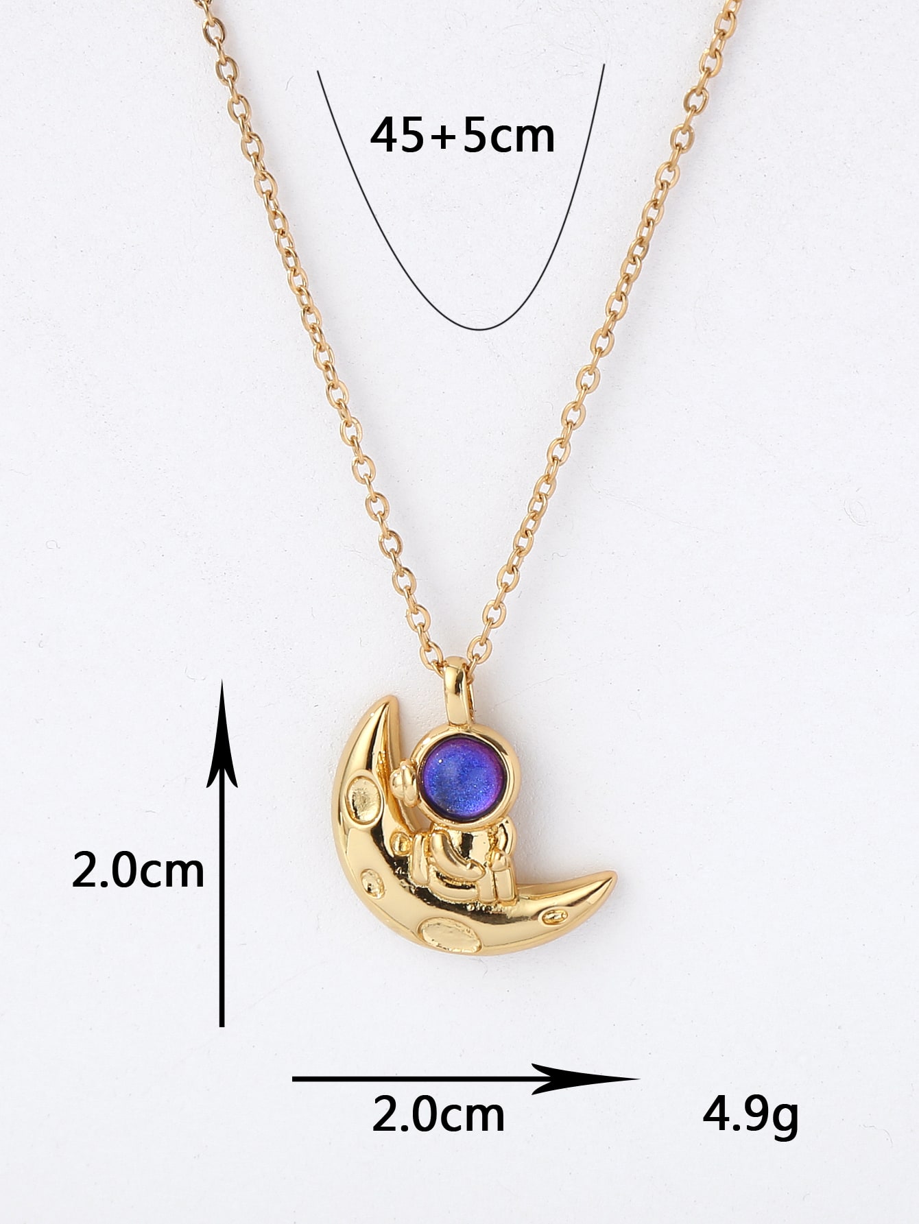 Copper 18K Gold Plated IG Style Astronaut Moon Inlay Zircon Pendant Necklace display picture 6