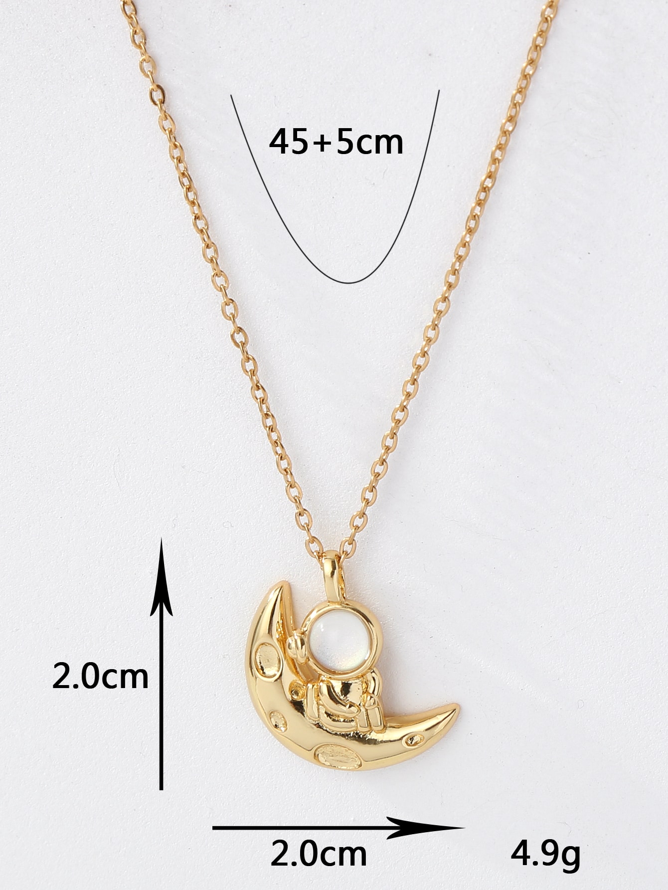 Copper 18K Gold Plated IG Style Astronaut Moon Inlay Zircon Pendant Necklace display picture 3