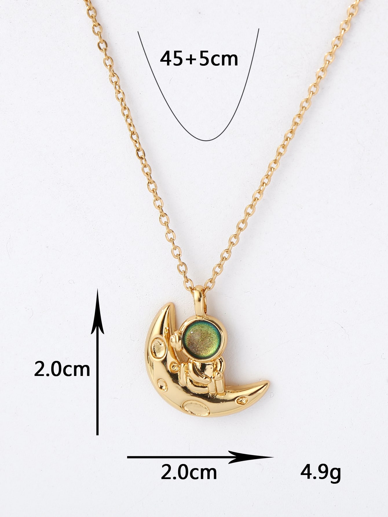 Copper 18K Gold Plated IG Style Astronaut Moon Inlay Zircon Pendant Necklace display picture 9
