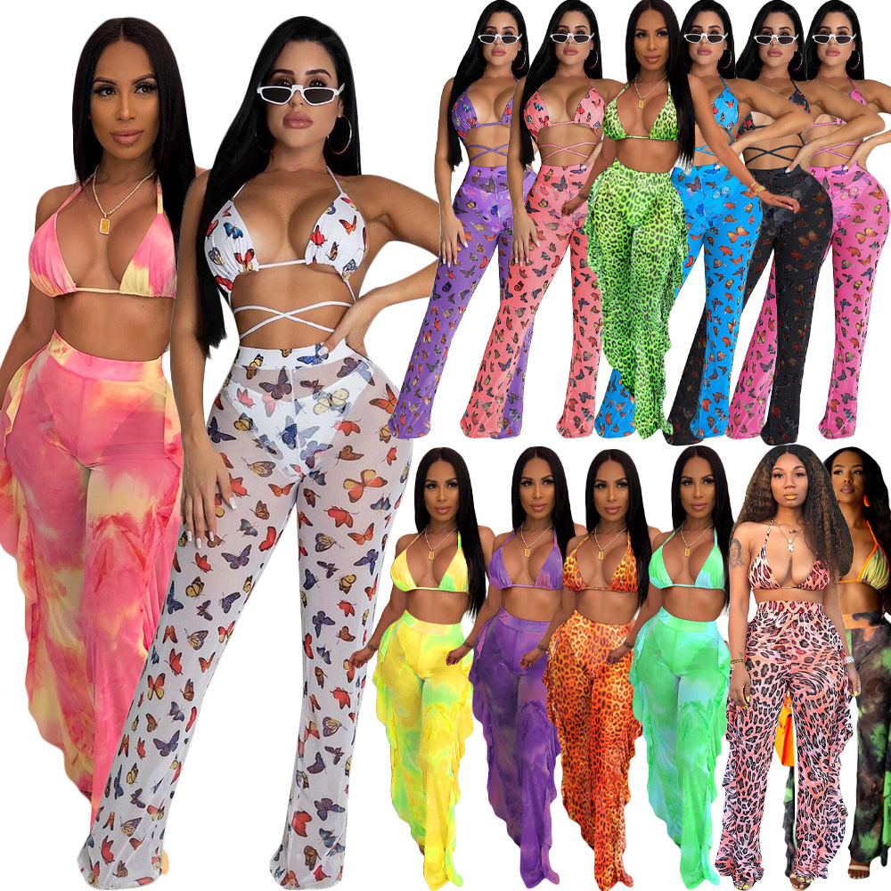 Women's Sexy Printing Printing Hollow Out 3 Pieces Sets Bikinis display picture 16