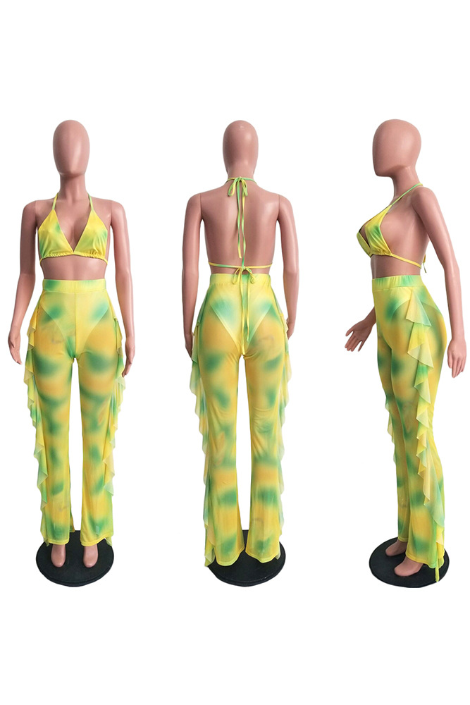 Women's Sexy Printing Printing Hollow Out 3 Pieces Sets Bikinis display picture 7