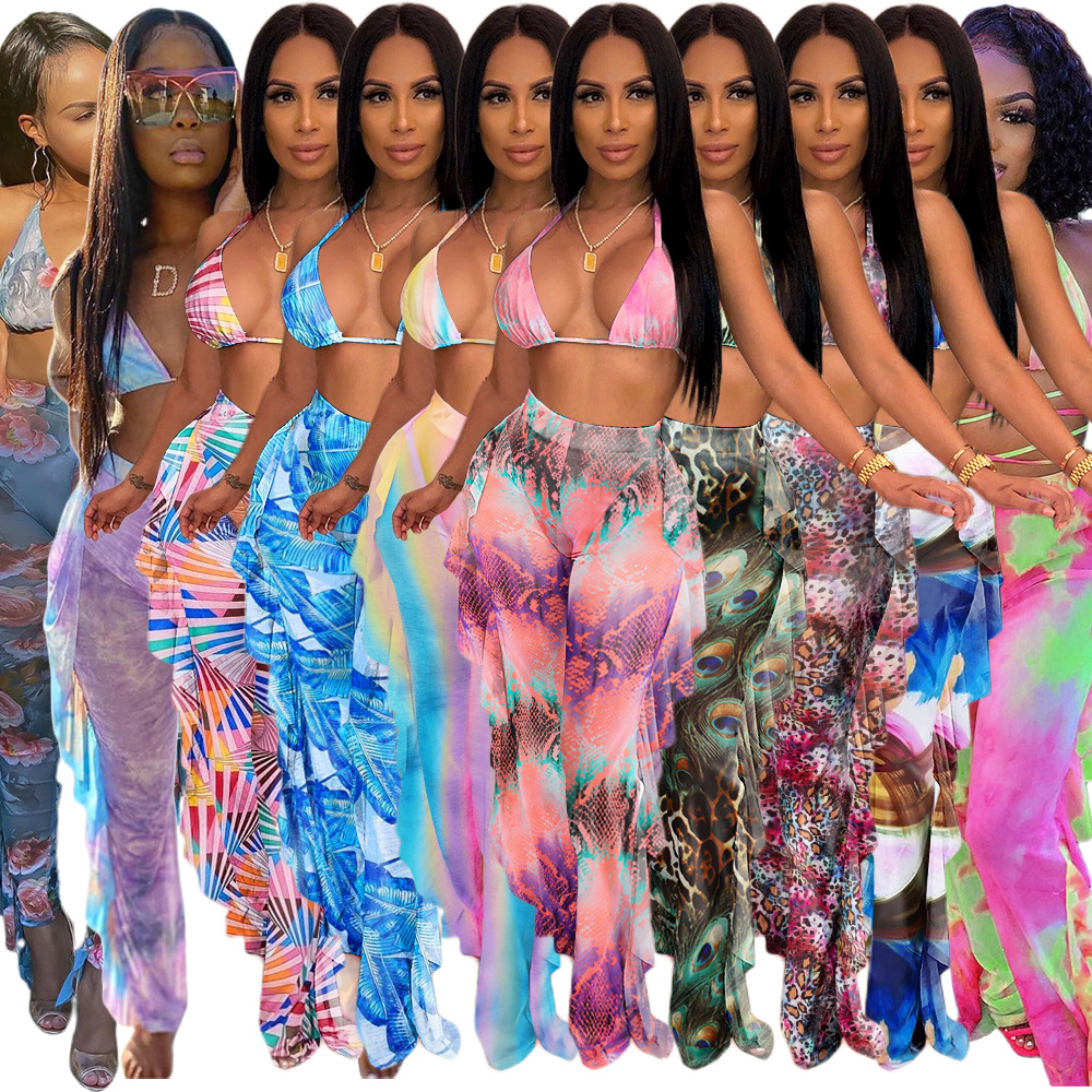 Women's Sexy Printing Printing Hollow Out 3 Pieces Sets Bikinis display picture 24
