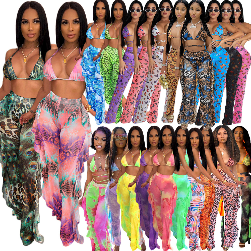 Women's Sexy Printing Printing Hollow Out 3 Pieces Sets Bikinis display picture 27