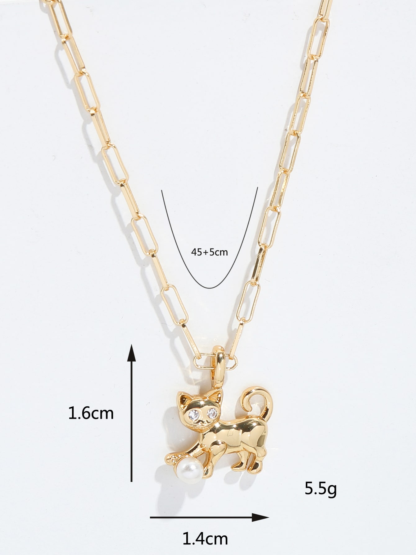 Copper 18K Gold Plated Cute Elephant Cat Plating Inlay Artificial Pearls Zircon Pendant Necklace display picture 3