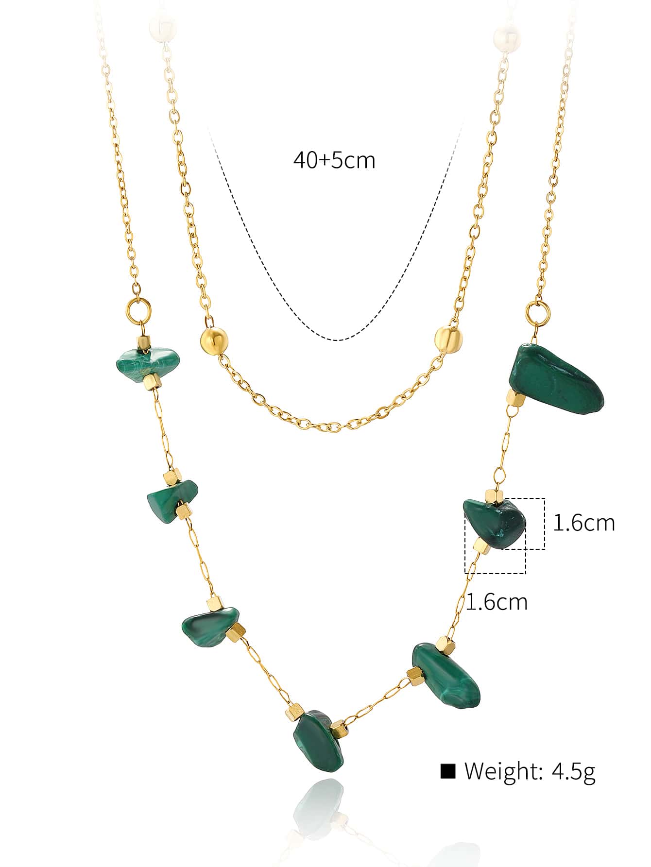 Stainless Steel 18K Gold Plated Vintage Style Irregular Round Natural Stone Zircon Double Layer Necklaces display picture 3