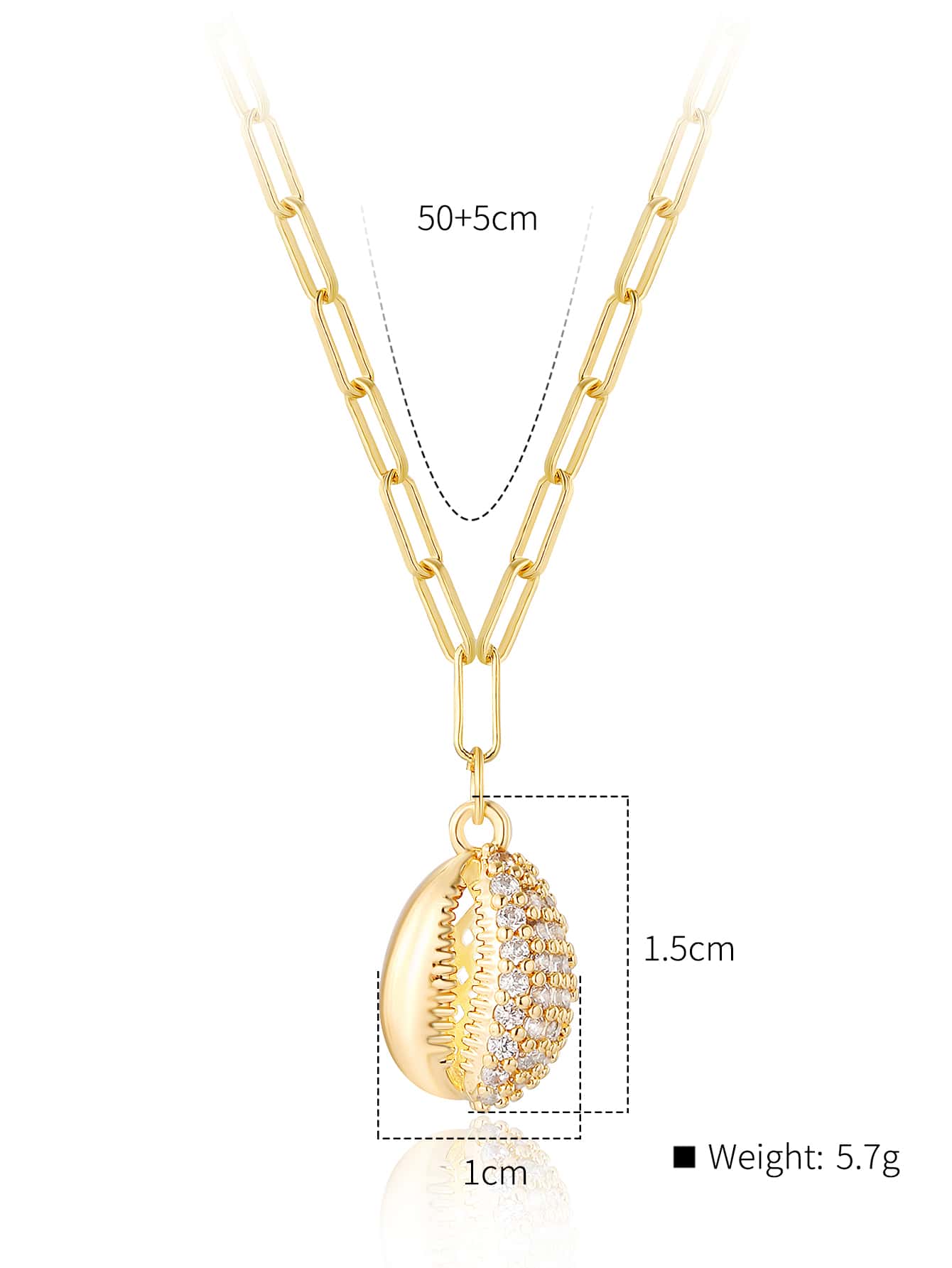 Copper 18K Gold Plated Vacation Oval Conch Inlay Zircon Pendant Necklace Locket Necklace display picture 6